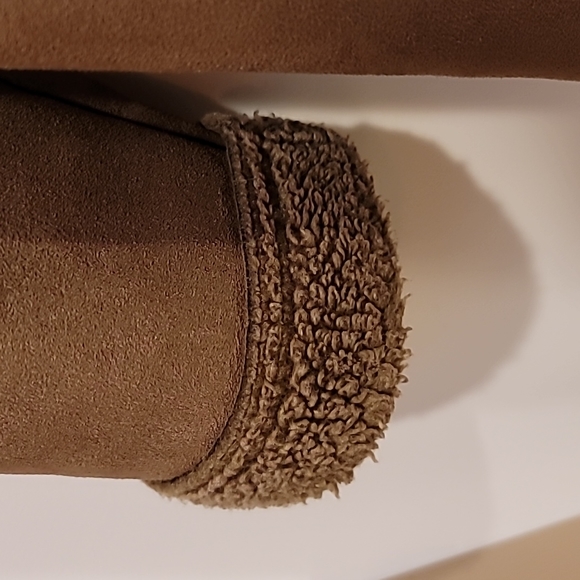 L.L. Bean Womans Vintage Brown Faux Suede Microfiber Jacket Coat Size L Sherpa - Picture 8 of 9